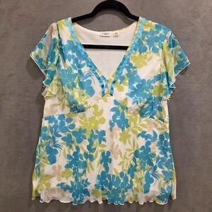 Cato Babydoll Top Floral Blouse Women's Size XL Casual Office Modern Classic